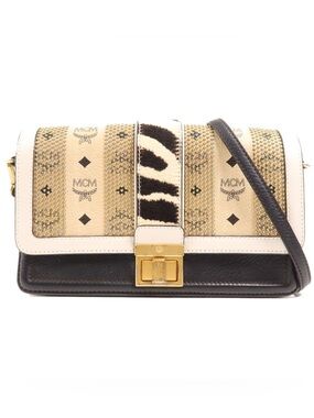 ✨🛍️ MCM Studded Beige Visetos, Leather, and Calf Hair Veronika Bag